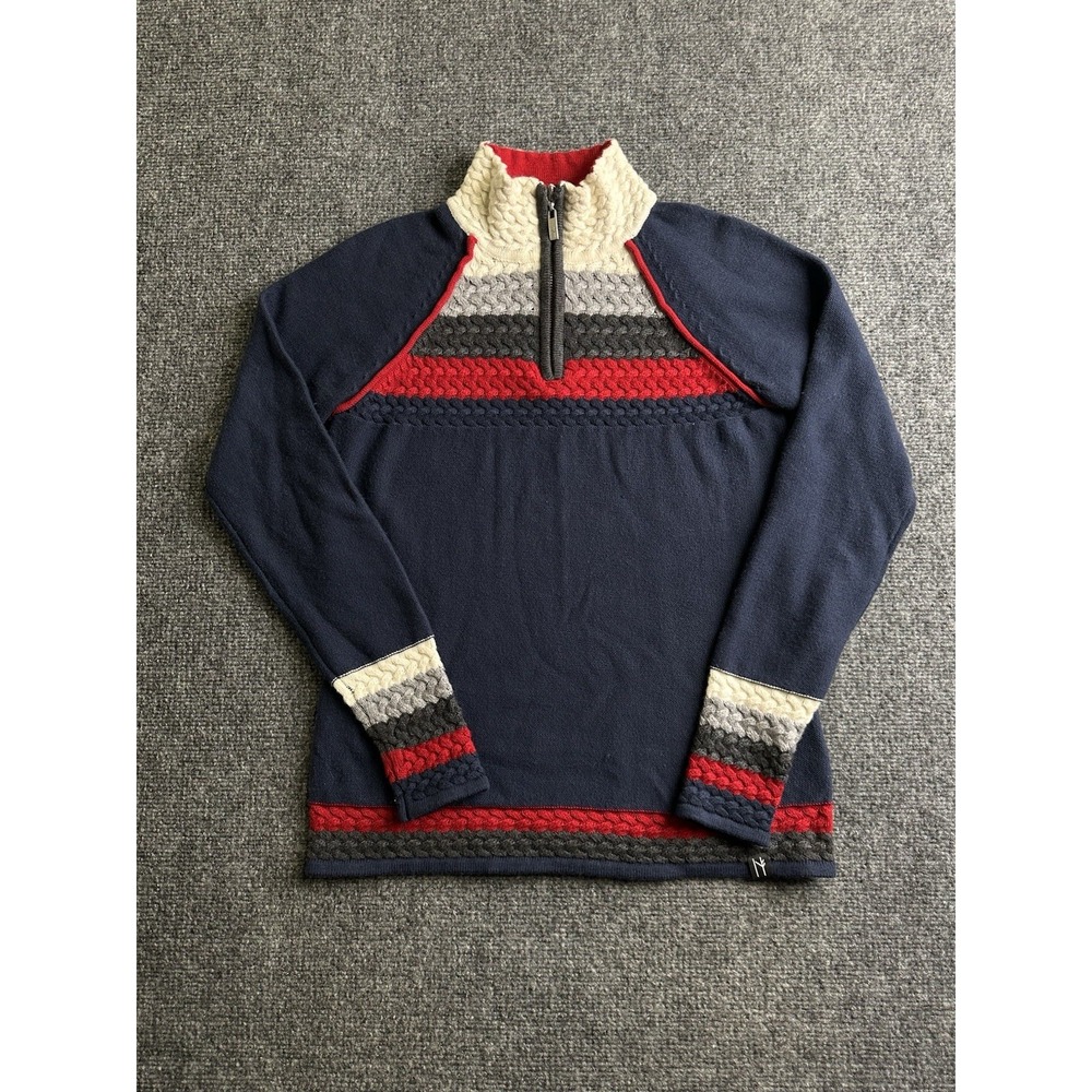 Womens Neve Merino Wool Quarter Zip Sweater Navy, Size S